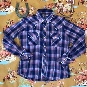 💜Vintage Purple Plaid Pearl Snap Cowgirl Shirt💜